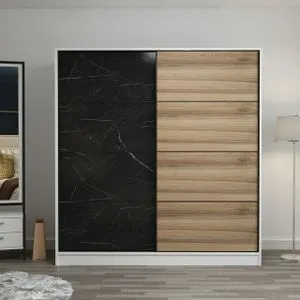 Hanah Home ormar Kale 3165, 180 cm, beli / crni / dore