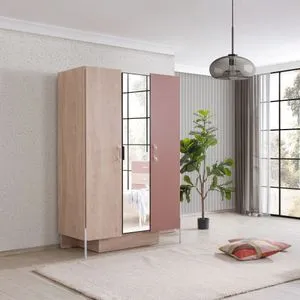 Hanah Home ormar Rosetta, 134 cm, braon / roze