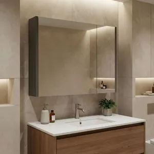 Hanah Home ormarić za kupatilo sa ogledalom Arno 80 295, 79 cm, sivi / antracit