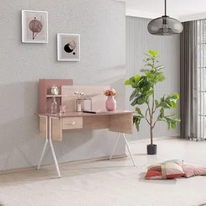 Hanah Home radni sto Rosetta, 130 cm, braon / roze
