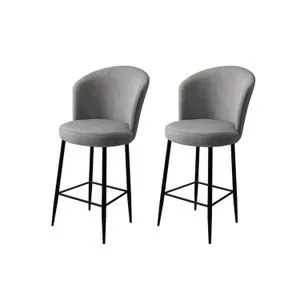 Hanah Home set barskih stolica Fora 2 kom, sive / crne