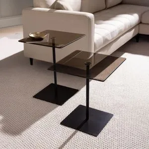 Hanah Home set od 2 klub stočića Elegante 2, crna / bronzana