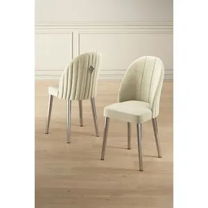 Hanah Home set trpezarijskih stolica Mara 2 kom, krem / hrom