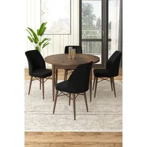 Hanah Home trpezarijski set Rox, sto i 4 stolice, Baroque / crna