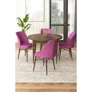 Hanah Home trpezarijski set Rox, sto i 4 stolice, Baroque / ljubičasta