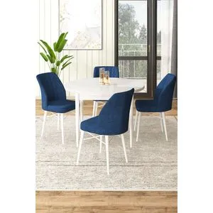 Hanah Home trpezarijski set Rox, sto i 4 stolice, bela / teget