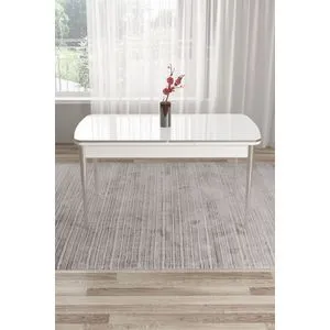 Hanah Home trpezarijski sto Nira, 114 cm, beli / hrom
