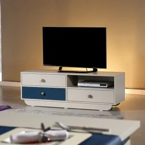 Hanah Home TV komoda Casablanca, 140 cm, bela / plava