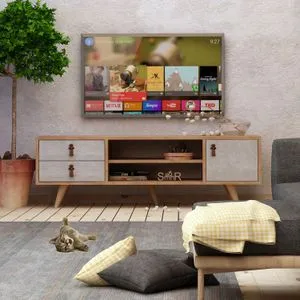 Hanah Home TV komoda Seva, 120 cm, hrast / bela