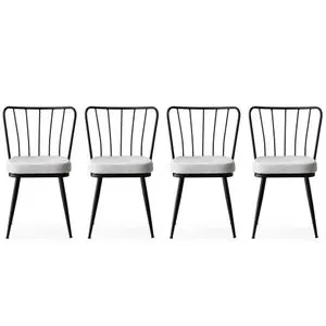 Hanah Home Yıldız - 940 V4 Crni Set Stolica (4 Komada)