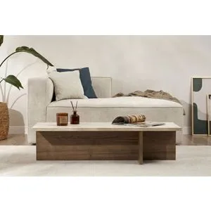 Harbor - Travertine Venezia Walnut Travertine Venezia Walnut Coffee Table