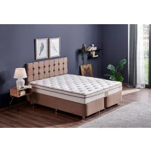 Helen - Light Brown (90 x 200) Light Brown Single Mattress, Base & Headboard