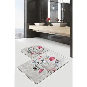 Hello Spring Multicolor Bathmat Set (2 Pieces)