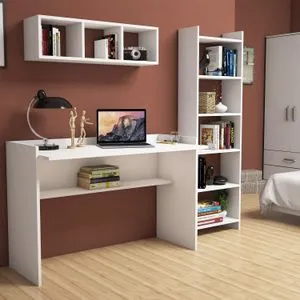 Hera White Study Desk & Bookshelf