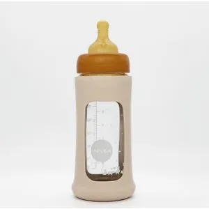 Hevea flašica sa širokim otvorom i zaštitnim rukavom Boja peska 1 kom, 250ml/8.5oz