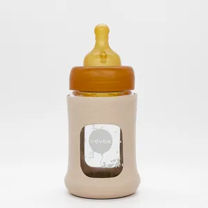 Hevea flašica sa širokim otvorom i zaštitnim rukavom Boja peska 1 kom, 150ml/5oz