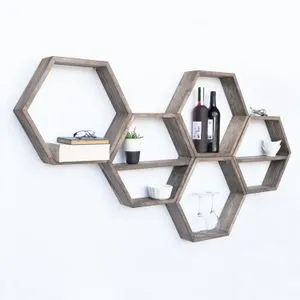 Hex003 Drvena Polica za Zid od Oraha