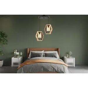 Hexagon Double B Glass Natural
Black Chandelier