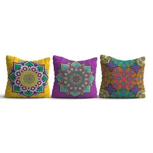 HMI-KIR-105 Multicolor Cushion Cover Set (3 Pieces)