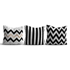HMI-KIR-108 Multicolor Cushion Cover Set (3 Pieces)