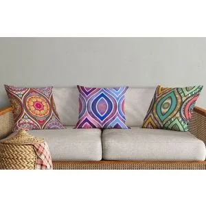HMI-KIR-111 Multicolor Cushion Cover Set (3 Pieces)