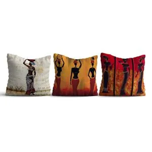 HMI-KIR-113 Multicolor Cushion Cover Set (3 Pieces)