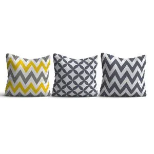 HMI-KIR-117 Multicolor Cushion Cover Set (3 Pieces)