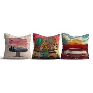 HMI-KIR-122 Multicolor Cushion Cover Set (3 Pieces)