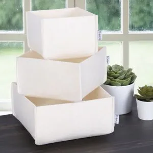 HMY - 6268 Cream Felt Desk Organizer Set (3 Pieces)