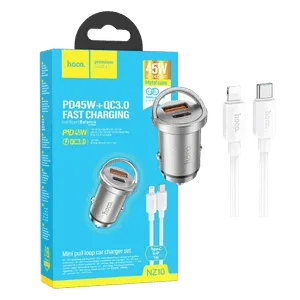 hoco. Auto punjač, brzi, sa Lightning kabelom, PD45W+QC3.0 - NZ10 Handy, Lightning