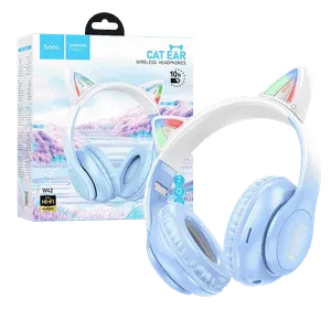 hoco. Bežične stereo slušalice, Bluetooth v5.3, 400mAh - W42 Cat Ears, Crystal Blue
