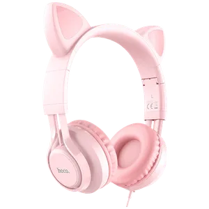 hoco. Slušalice sa mikrofonom, 3.5mm utikač, 1.2m kabel - W36 slušalice Mačje uši,Pink