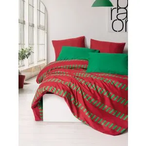 Holly - Zeleni i Crveni Ranforce Set Posteljine