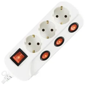 home Produžni kabl sa zaštitom, 3 utičnice, 1.0mm², 1.5 met - NVK 03K/WH