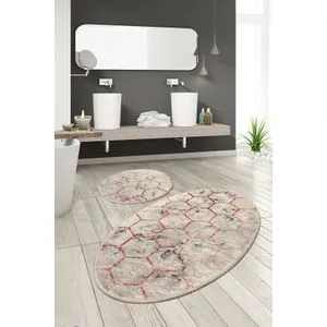 Honeycomb Multicolor Bathmat Set (2 Pieces)