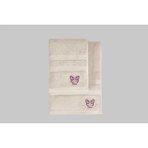 Hope - Beige Beige Hand Towel & Bath Towel Set (2 Pieces)