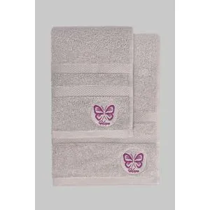 Hope - Grey Grey Hand Towel & Bath Towel Set (2 Pieces)