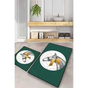 Horse Multicolor Bathmat Set (2 Pieces)