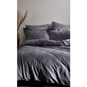 Hoten - Grey Grey Satin Double Quilt Cover Set