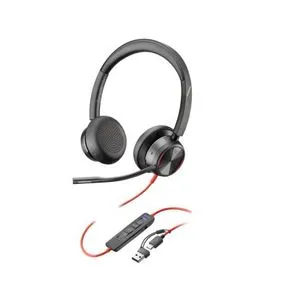 HP Poly 8X225AA Blackwire 8225 Stereo Microsoft Teams Certified USB-C Headset +USB-C/A Adapter, B...