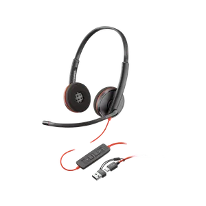 HP Poly 8X228AA HP Poly Blackwire 3220 Stereo USB-C Headset +USB-C/A Adapter, Black, 2yw