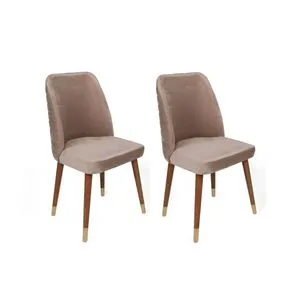 Hugo-384 V2 Beige
Walnut 
Gold Chair Set (2 Pieces)