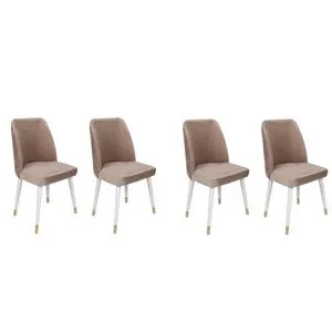 Hugo-404 V4 Beige
White 
Gold Chair Set (4 Pieces)