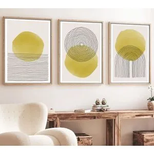 Huhu144 - Dekorativna Slika u Ramu od MDF-a, 50 x 70 cm, Višebojna (Set od 3 Komada)