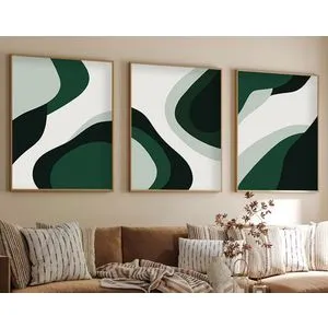 Huhu204 - Dekorativni Slikarski Set od 3 Komada, 50 x 70 cm, Šareni, sa Drvenim Ramom