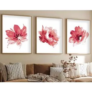 Huhu216 - Dekorativni Slikarski Set od 3 Komada, 50 x 70 cm, Šareni, sa Drvenim Okvirom