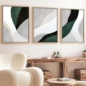 Huhu229 - Dekorativna Slika u Ramu od MDF-a, 50 x 70 cm, Višebojna (Set od 3 Komada)