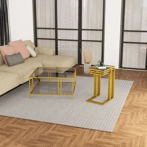 Ibiza C - Zlato, Fume Zlato - Fume Nesting Table (3 komada)