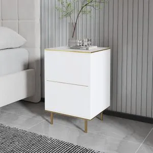 Imaj - Marble, White White Marble
Gold Nightstand