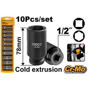INGCO 10-delni set 1/2“ dugačkih udarnih nasadnih ključeva HKISSD12102L